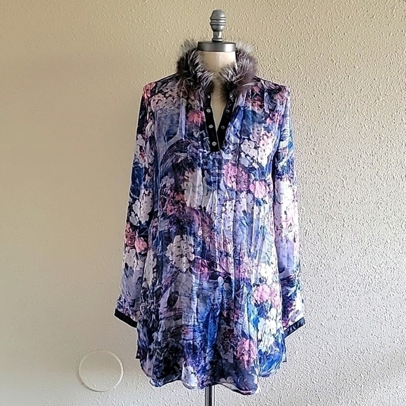 VINTAGE Floral Silk Blend Blouse - Picture 1 of 7